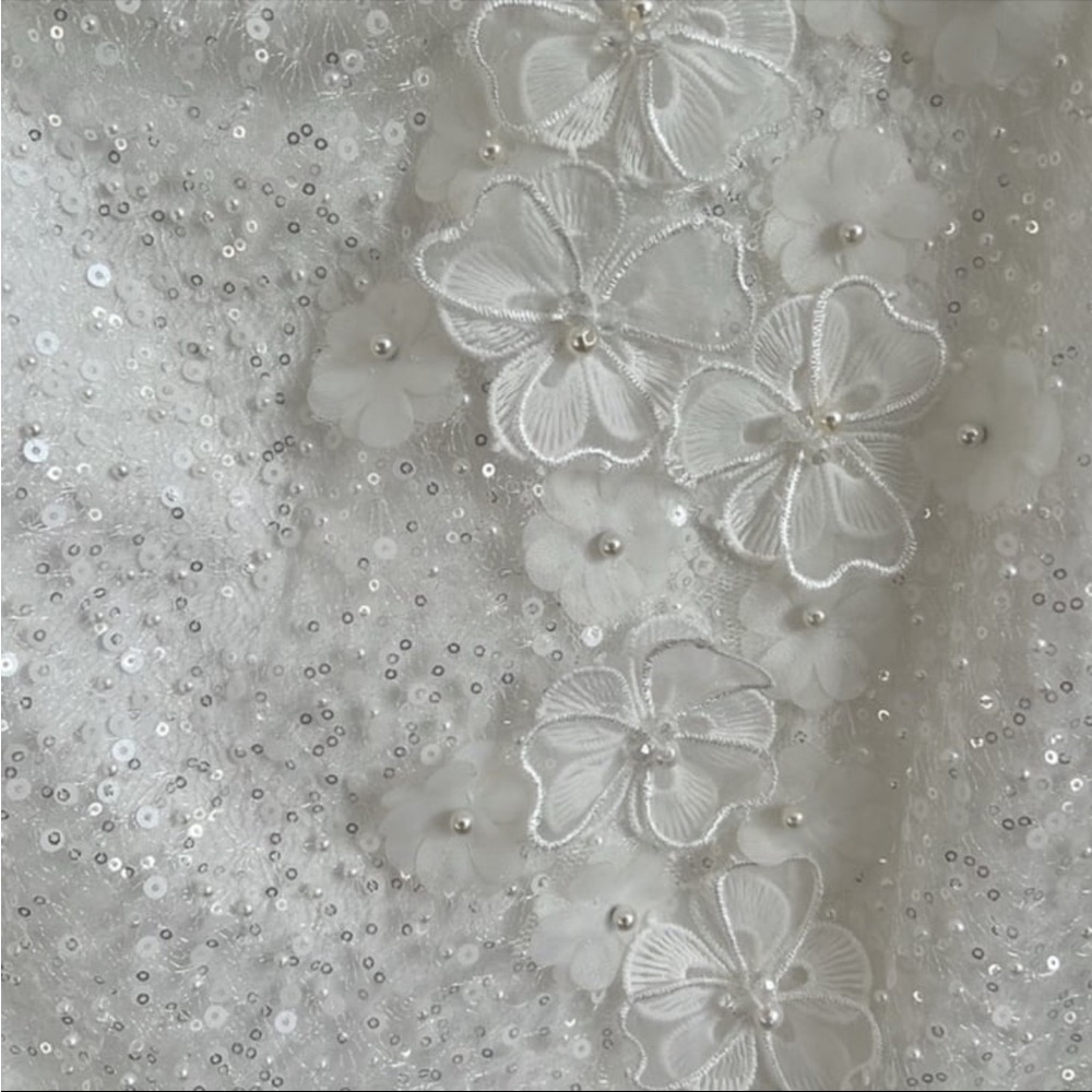 Azazie Lorie white flower micro dress NWOT - Picture 9 of 10